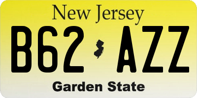 NJ license plate B62AZZ