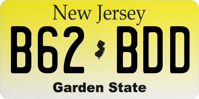 NJ license plate B62BDD