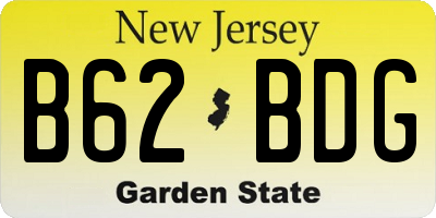 NJ license plate B62BDG