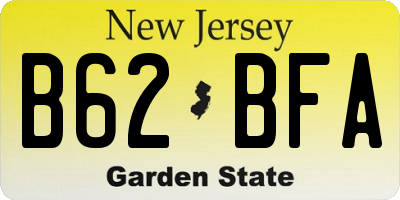 NJ license plate B62BFA