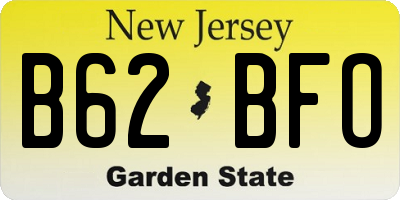 NJ license plate B62BFO