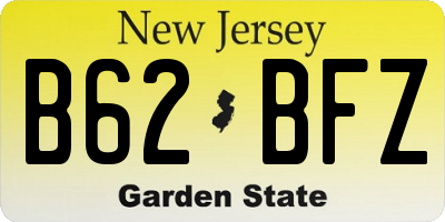 NJ license plate B62BFZ
