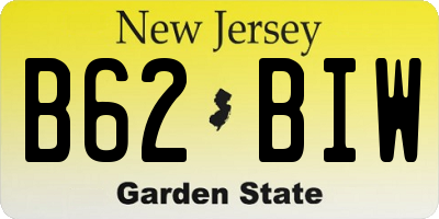 NJ license plate B62BIW