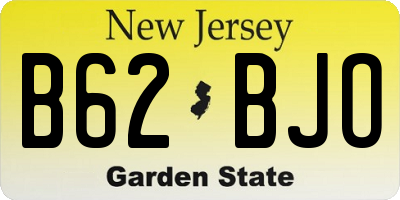 NJ license plate B62BJO