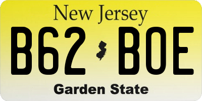 NJ license plate B62BOE