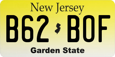 NJ license plate B62BOF