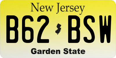 NJ license plate B62BSW