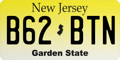 NJ license plate B62BTN