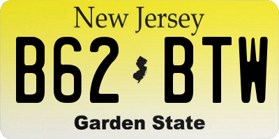 NJ license plate B62BTW