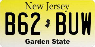 NJ license plate B62BUW