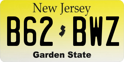 NJ license plate B62BWZ