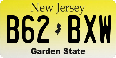 NJ license plate B62BXW