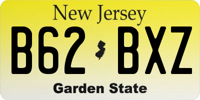NJ license plate B62BXZ