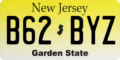 NJ license plate B62BYZ