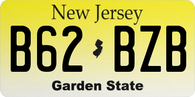 NJ license plate B62BZB