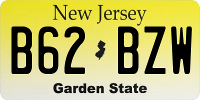 NJ license plate B62BZW