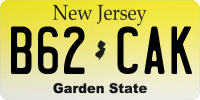 NJ license plate B62CAK