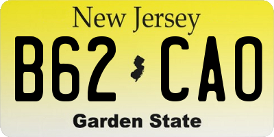 NJ license plate B62CAO
