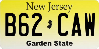 NJ license plate B62CAW