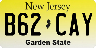 NJ license plate B62CAY