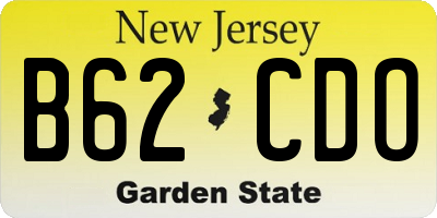 NJ license plate B62CDO