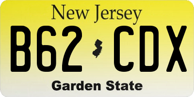 NJ license plate B62CDX