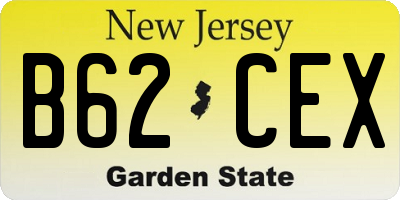 NJ license plate B62CEX