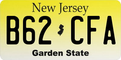 NJ license plate B62CFA