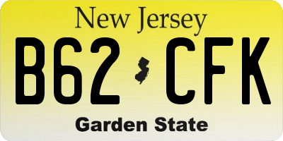 NJ license plate B62CFK