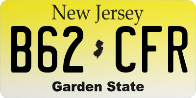 NJ license plate B62CFR