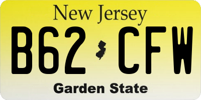 NJ license plate B62CFW