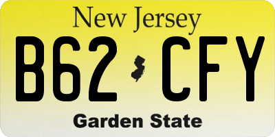 NJ license plate B62CFY