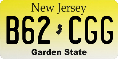 NJ license plate B62CGG