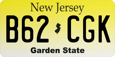 NJ license plate B62CGK