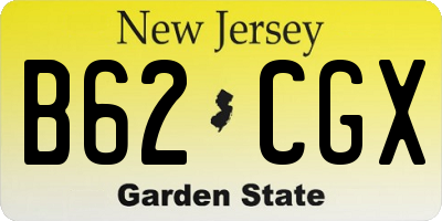 NJ license plate B62CGX