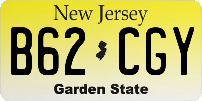 NJ license plate B62CGY