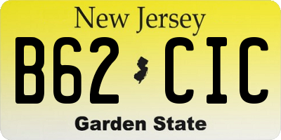 NJ license plate B62CIC
