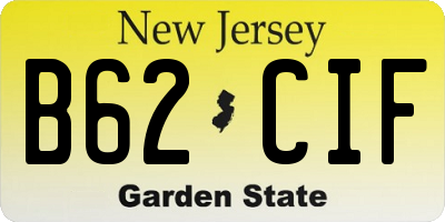 NJ license plate B62CIF