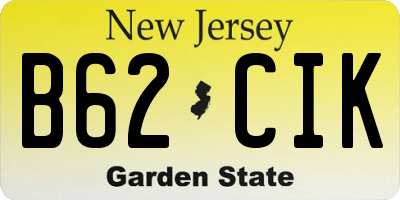 NJ license plate B62CIK