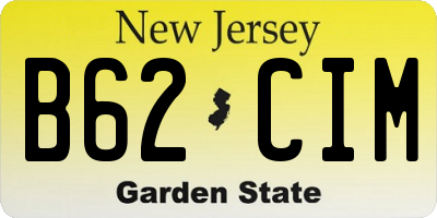 NJ license plate B62CIM