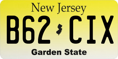 NJ license plate B62CIX