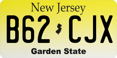 NJ license plate B62CJX