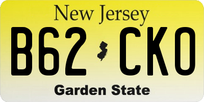 NJ license plate B62CKO