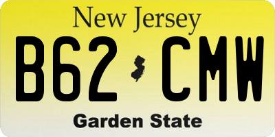 NJ license plate B62CMW