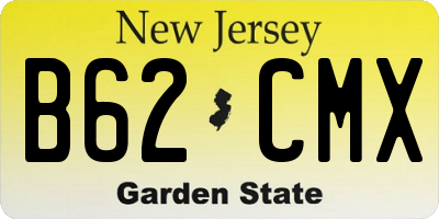 NJ license plate B62CMX