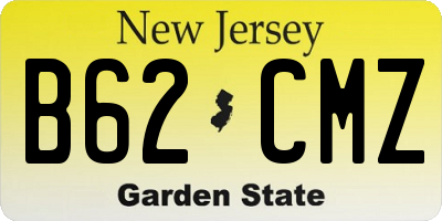 NJ license plate B62CMZ