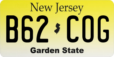 NJ license plate B62COG