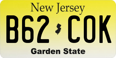 NJ license plate B62COK
