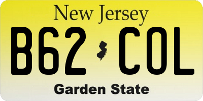 NJ license plate B62COL
