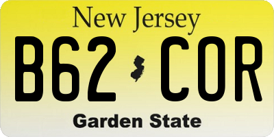 NJ license plate B62COR